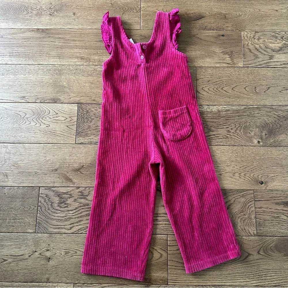 Zara Girls RUFFLED CORDUROY Jumpsuit 2-3 Years Pink